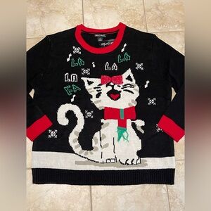 Unisex Christmas Sweater Cat Design Size 3X New with Tags Red Black Holiday